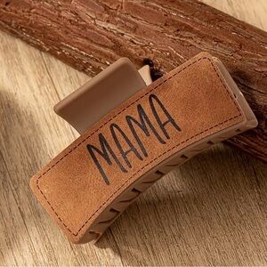 1 Pc PU Leather Western Cowgirl Style MAMA Design Acrylic Hair Claw